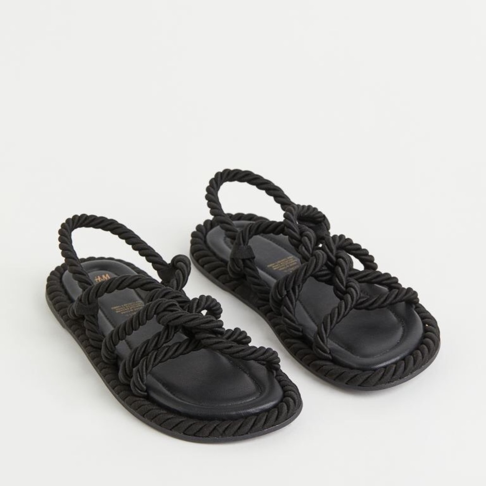 H&M Black Rope Sandals Size 8